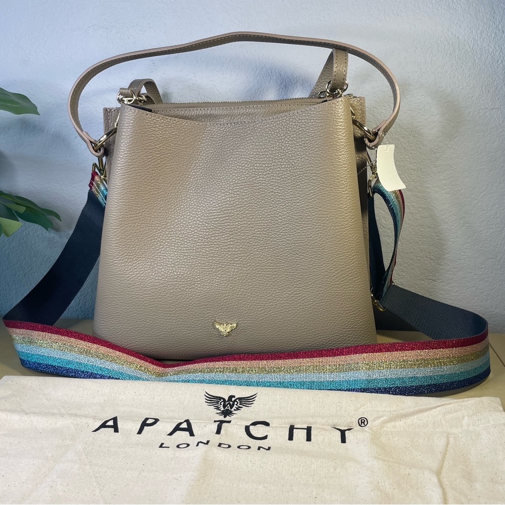 APATCHE LONDON TAUPE LEATHER TOTE BAG